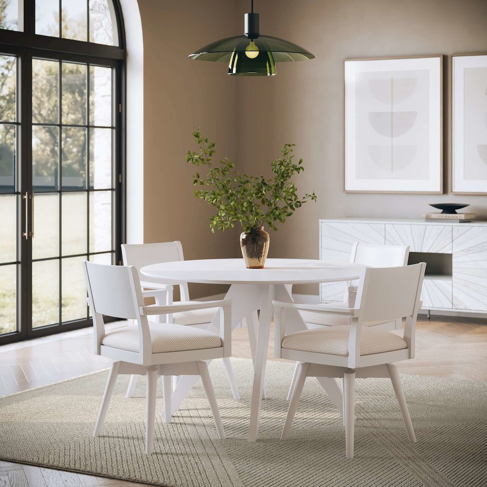 Axis Mid-Century Modern Upholstered Swivel Panel Dining Chair - Set of 2