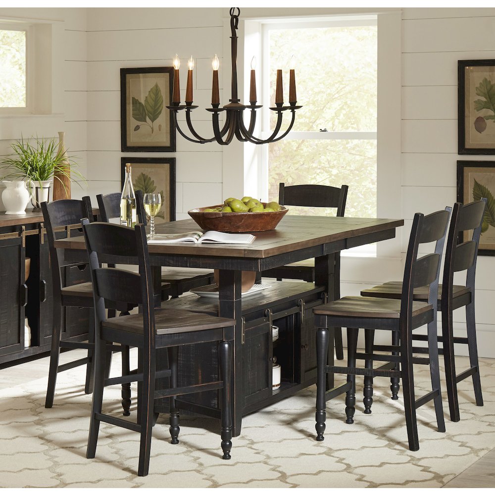 Reclaimed Pine 72" Farmhouse Counter Height Seven-Piece Dining Set