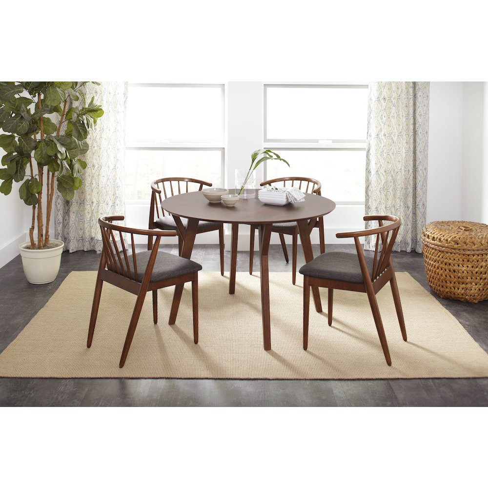 Copenhagen 44" Round Mid-Century Modern Five-Piece Dining Set