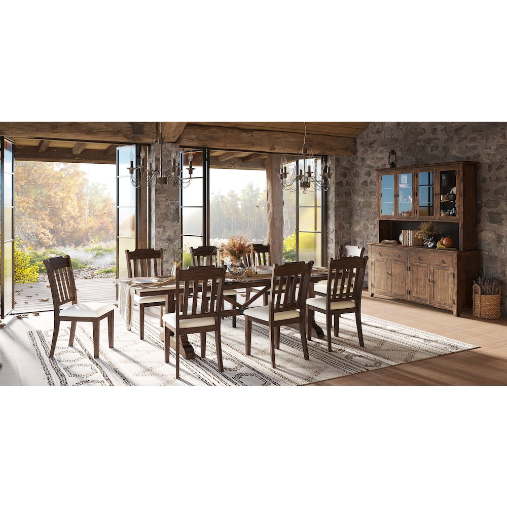 Bakersfield Mission Style 57'' Solid Acacia Upholstered Dining Bench