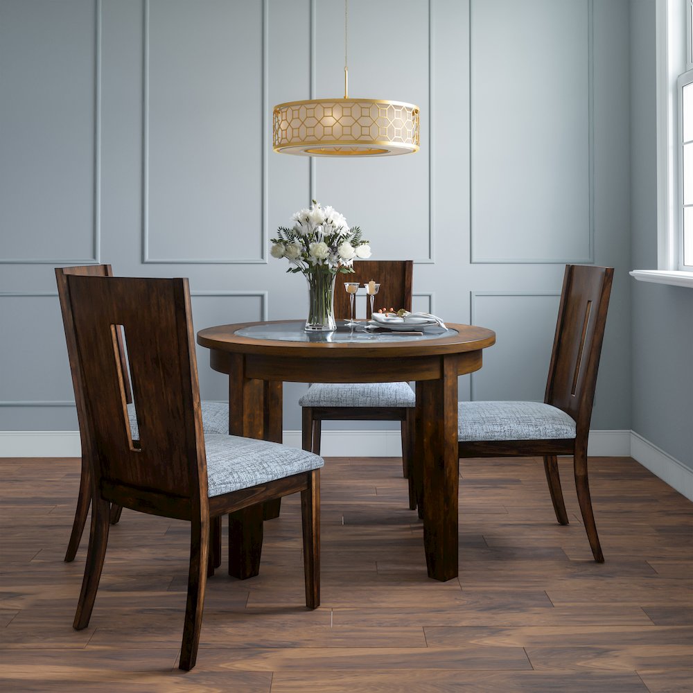 Urban Icon Contemporary 42" Round Five-Piece Dining Set with Upholstered Chairs