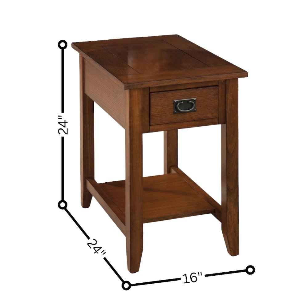 Brown Wooden End Table with Drawer and Shelf – Elegant Side Table for Bedroom