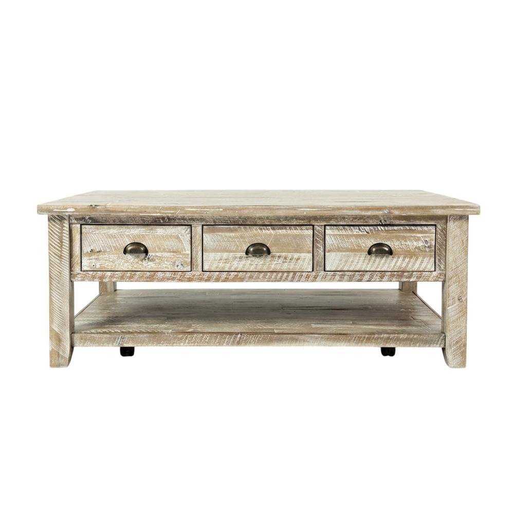 Rectangular Cocktail Table with Shelf, Modern Coffee Table for Living Room