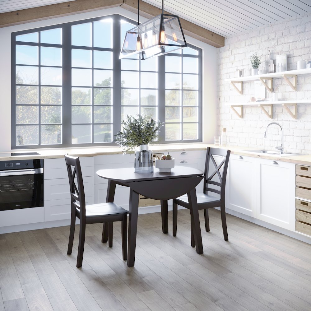Simplicity Solid Wood Classic Round Drop-leaf Table