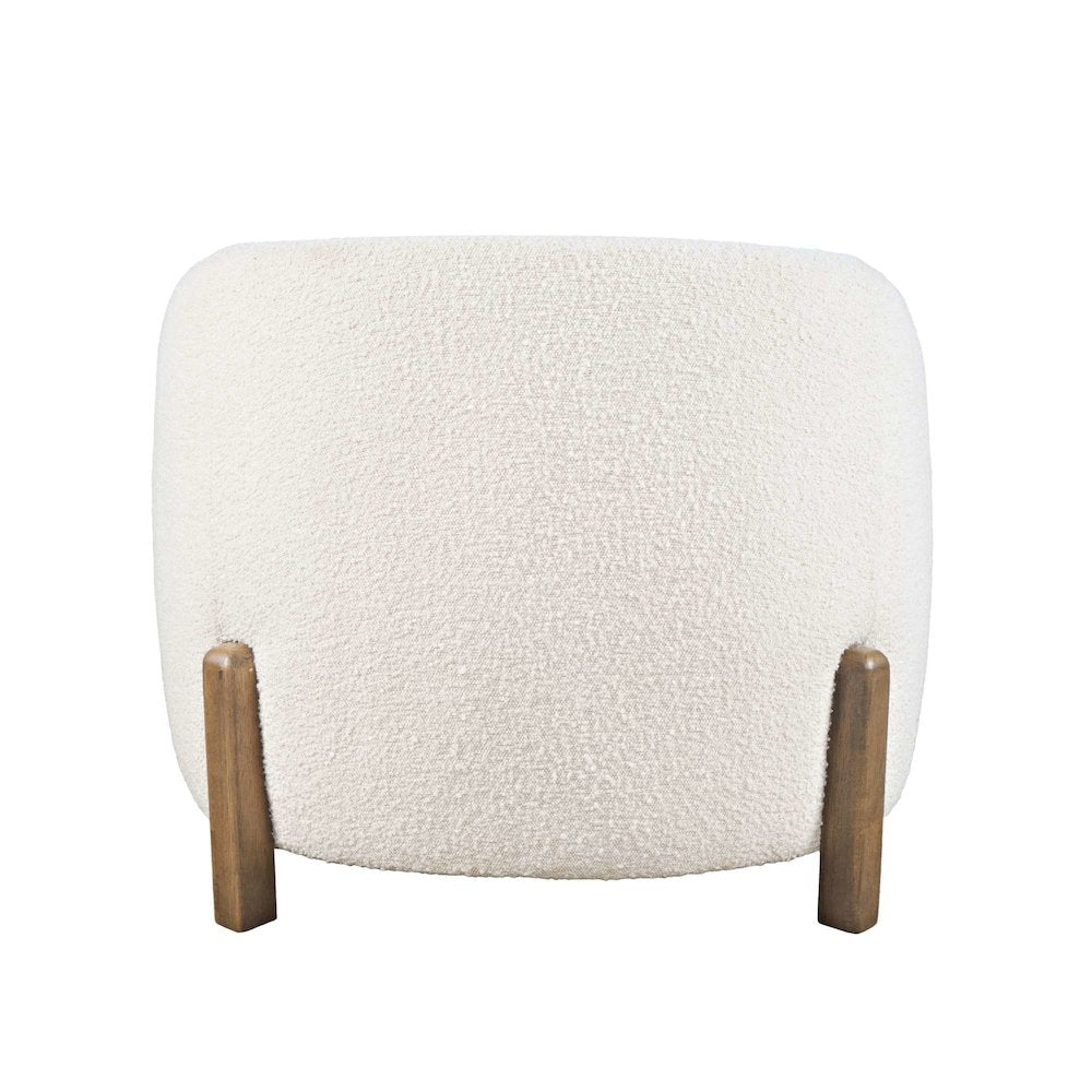 Finn Modern Textured Upholstered Barrel Accent Chair with Exposed Wood Frame