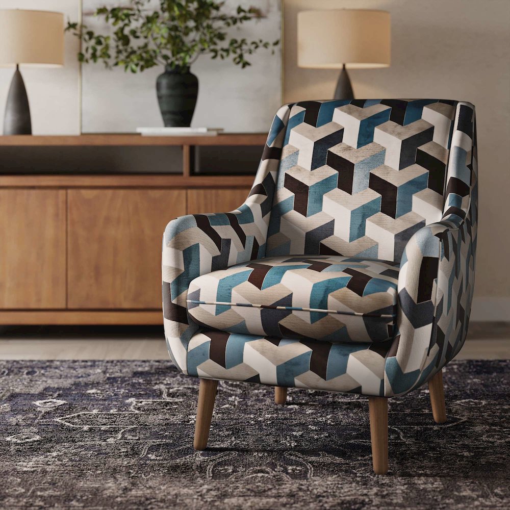 Nielsen Mid-Century Modern Upholstered Geometric Lounge Accent Chair
