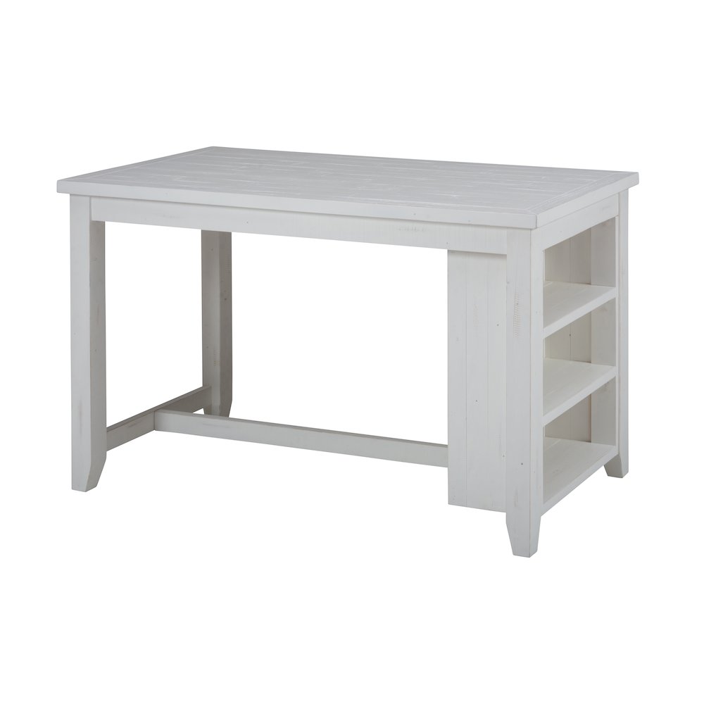 Rustic Solid Reclaimed Wood 60" Counter Height Table with 3 Shelf Storage