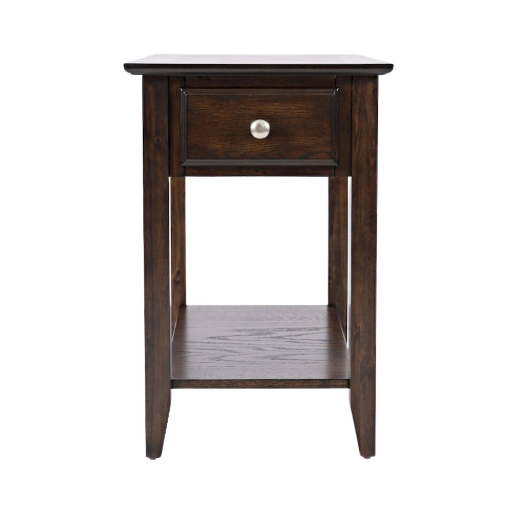 Espresso Brown Wooden End Table with Drawer, Elegant Side Table for Bedroom, 16"