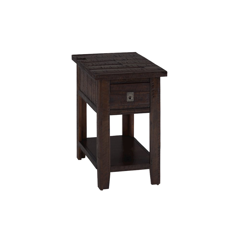 Kona Grove Distressed Rustic Solid Acacia Chairside End Table with Shelf