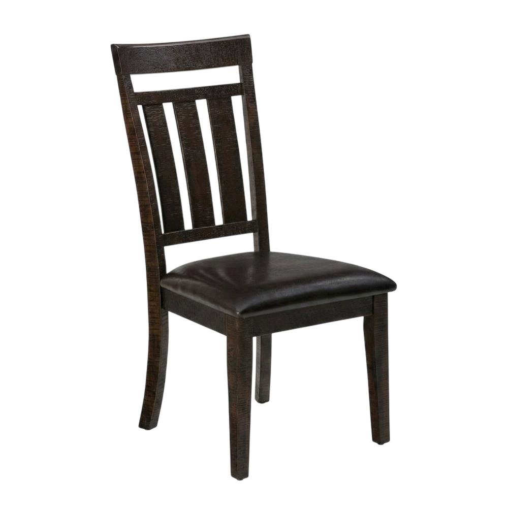 Solid Acacia Slat-Back Rustic Farmhouse Kitchen Dining Chair, Deep Chocolate, Set of 2