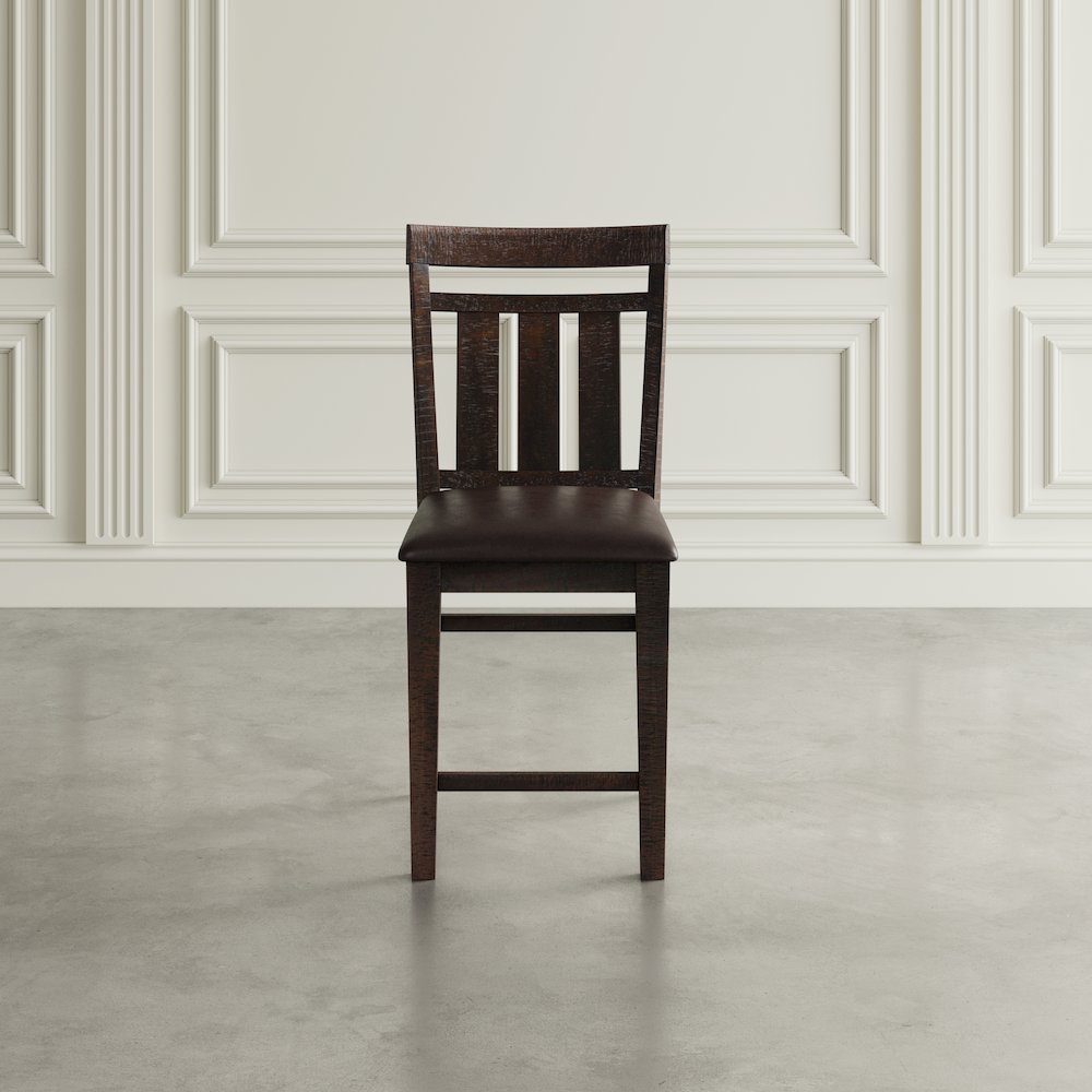 Distressed Rustic Solid Acacia Upholstered Slat-back Barstool (Set of 2)