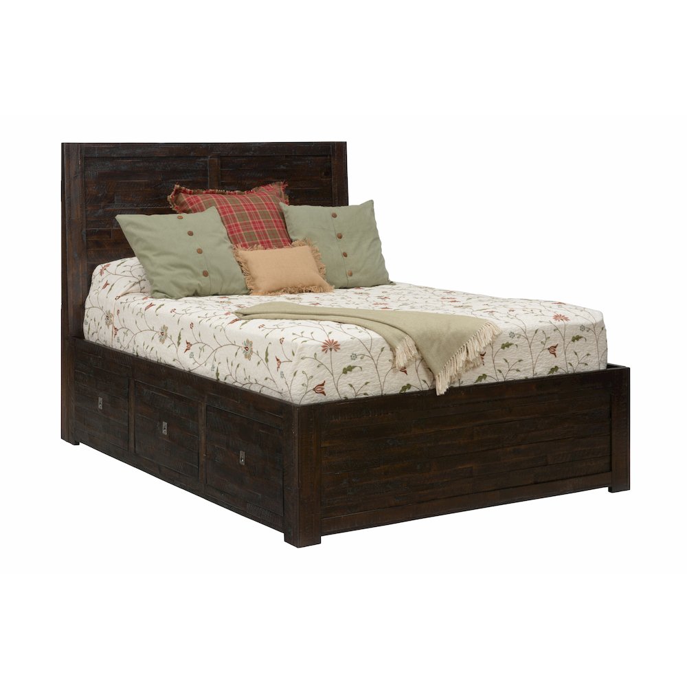 Kona Grove Distressed Rustic Solid Acacia Queen Storage Bed