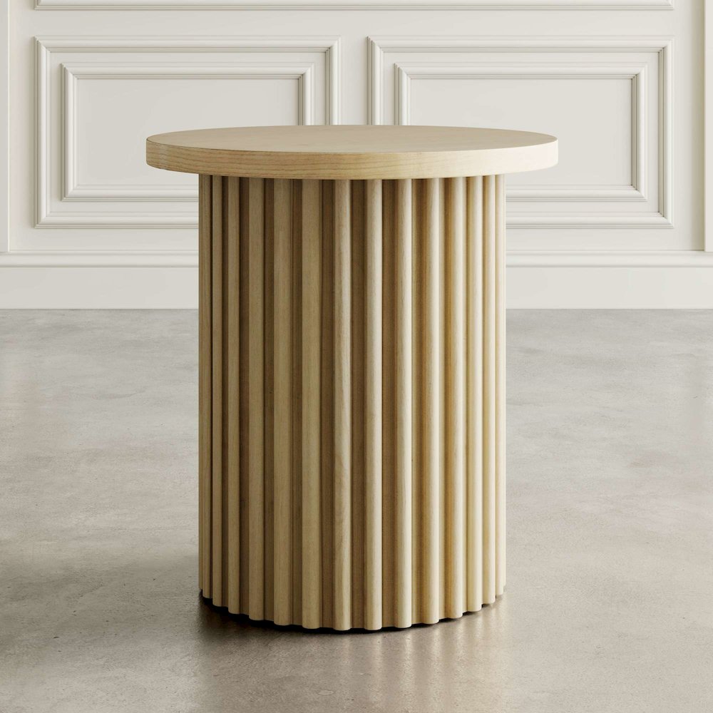 Auden Three Piece Mid-Century Modern Fluted Living Room Coffee and End Table Set
