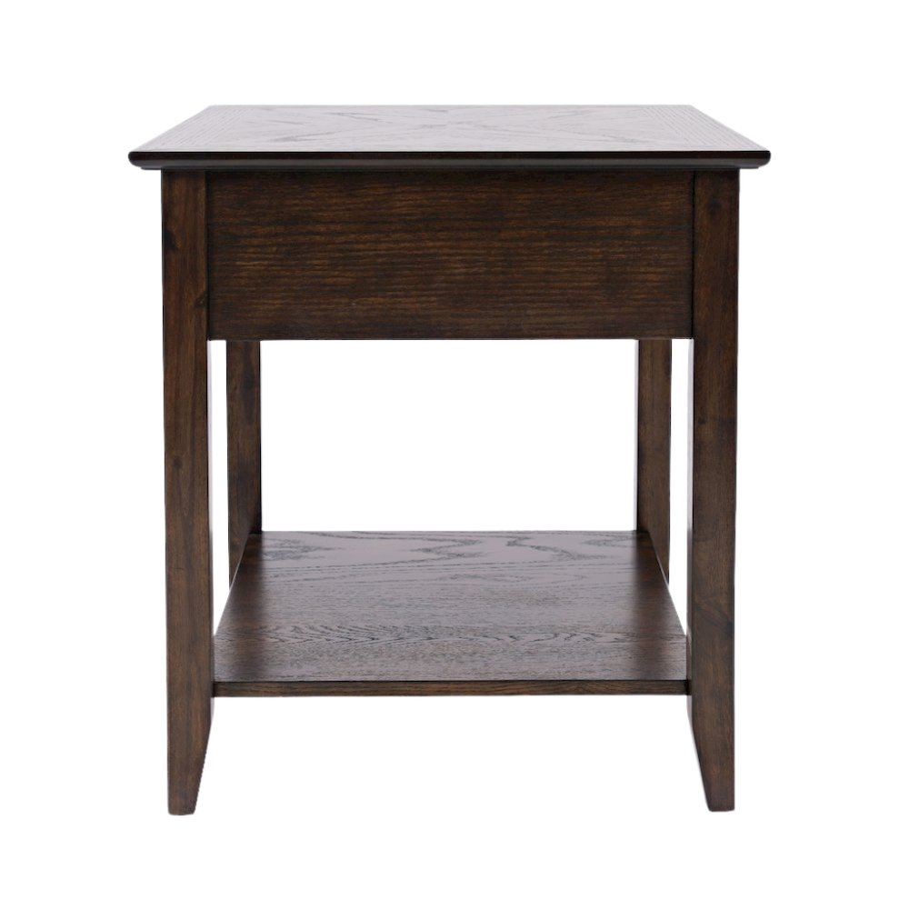 Espresso Brown Wooden End Table with Drawer, Elegant Side Table for Bedroom, 22"
