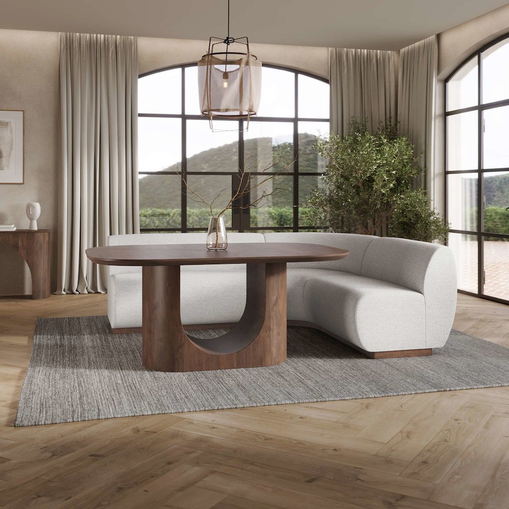 Milano Performance Fabric Banquette Sectional, 5 Seats and Corner Wedge