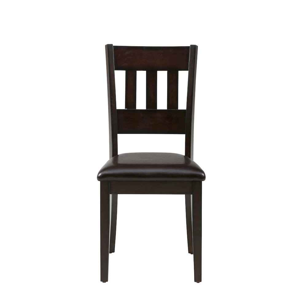 Dark Rustic Prairie Five Piece Dining Set - Table and 4 Faux Leather Chairs