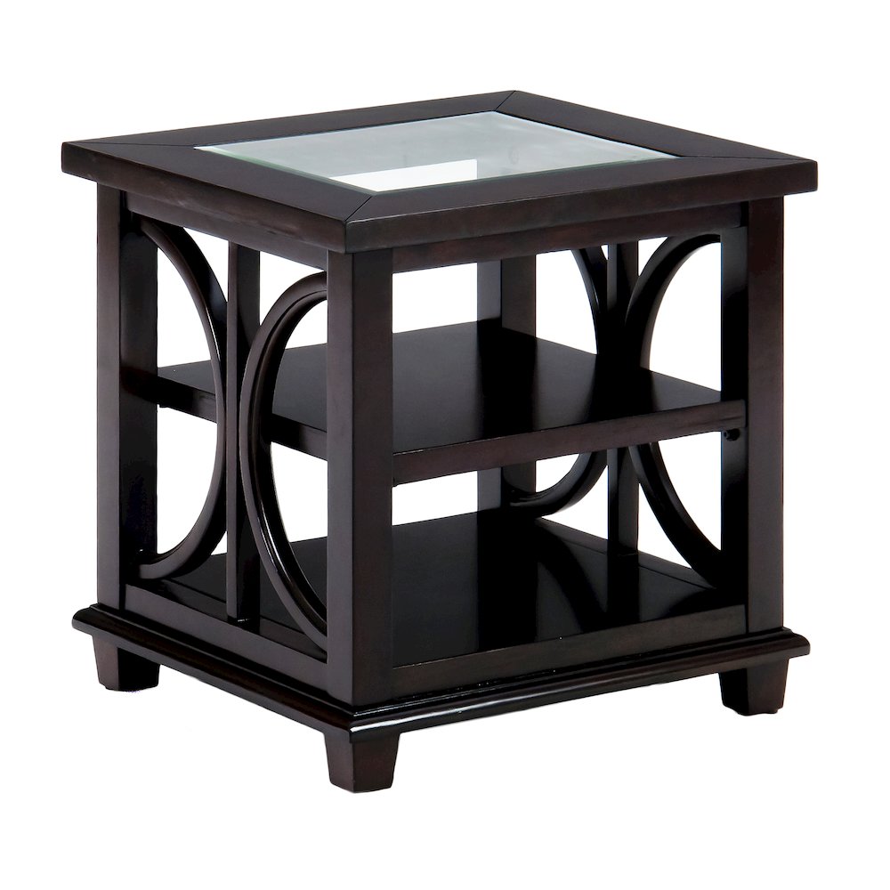 Panama Brown Contemporary Wood and Glass End Table