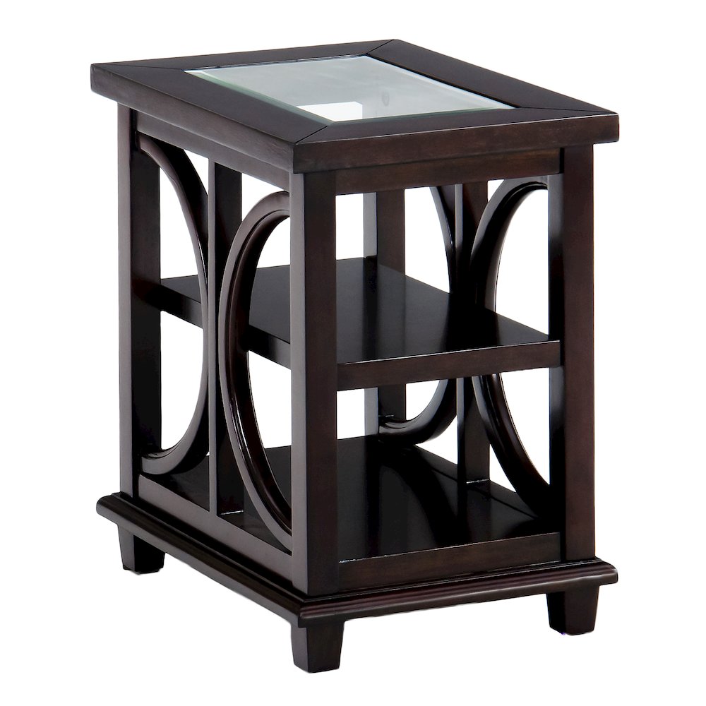 Panama Brown Contemporary Wood and Glass Small End Table