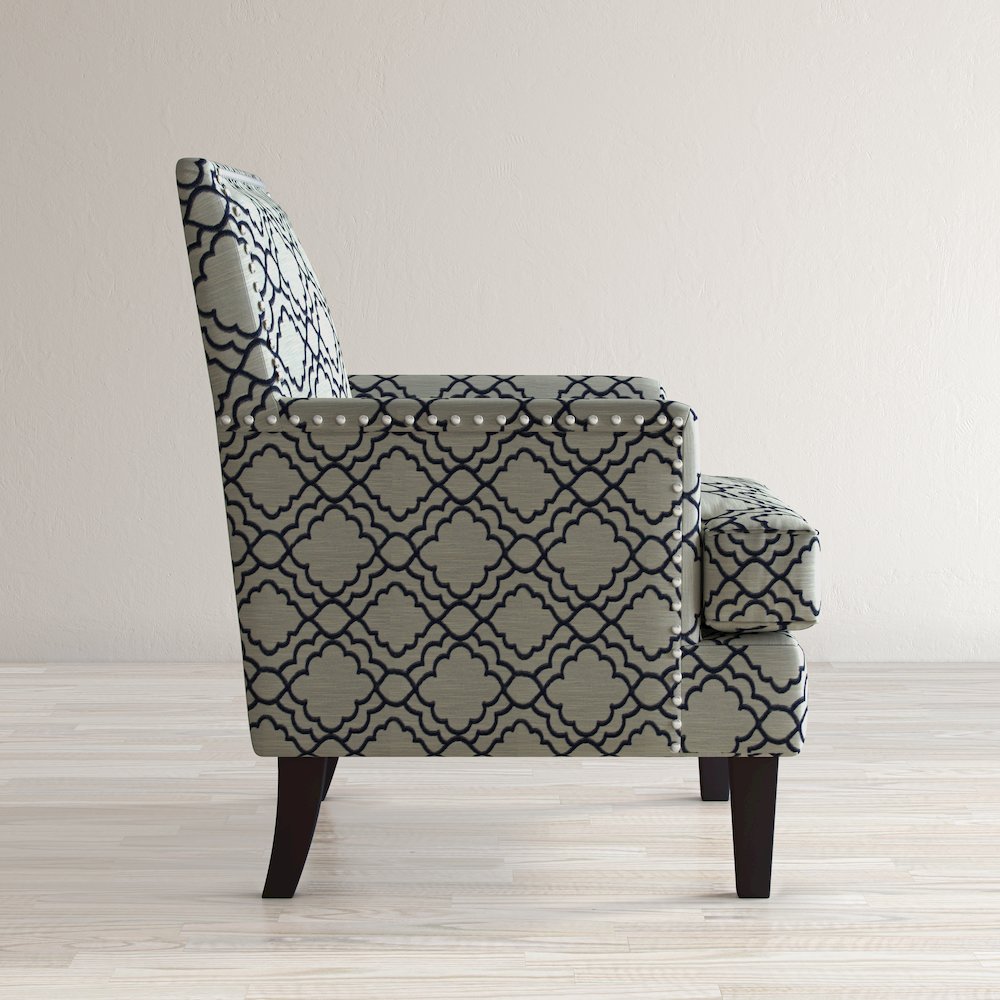Aubrey Contemporary Geometric Upholstered Accent Chair with Nailhead Trim