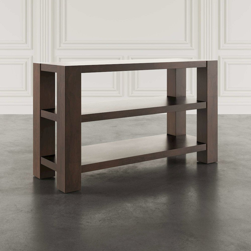 Brownstone 50" Transitional Modern Block-Frame Sofa Console Table with Shelves