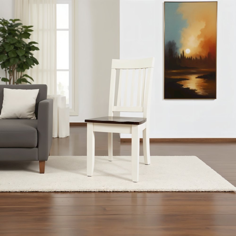 White Solid Wood Dining Chairs (Set of 2) with Acacia, Veneer, and Plywood