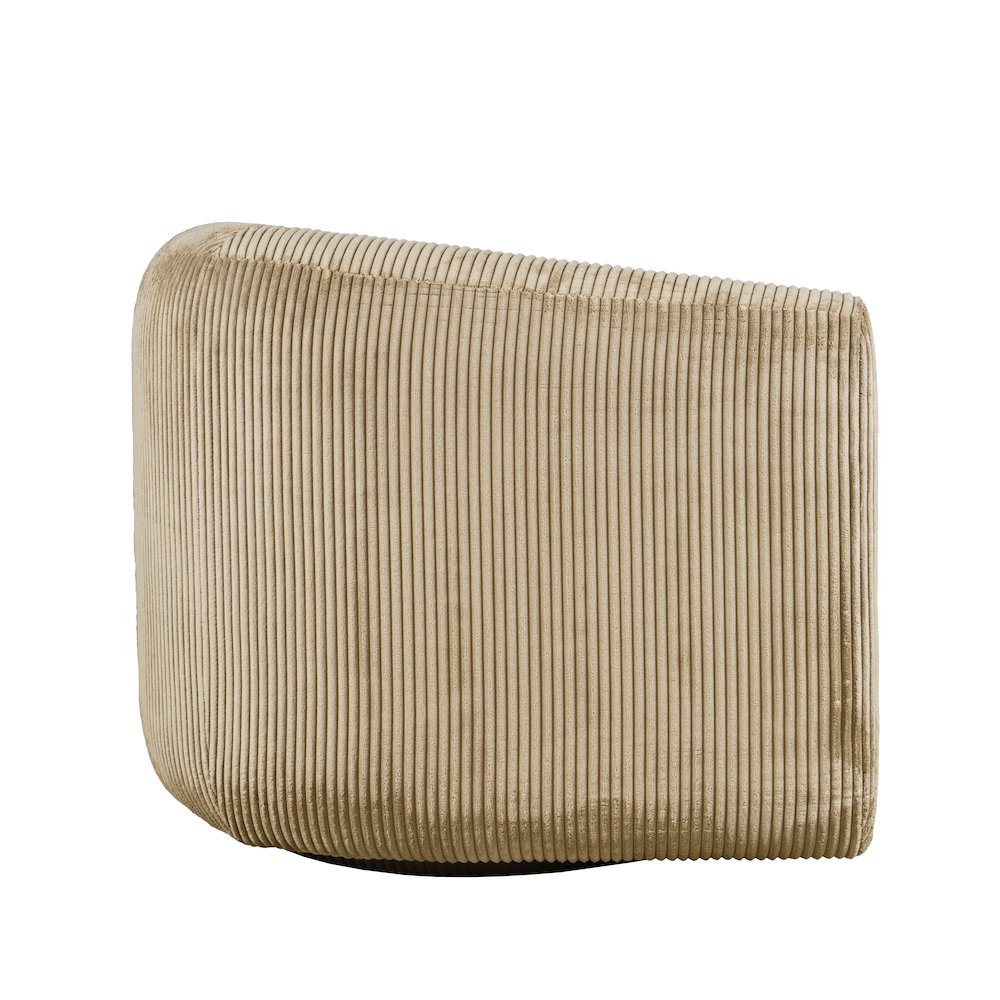 Biggs Modern Corduroy Upholstered Curved Barrel Swivel Accent Chair