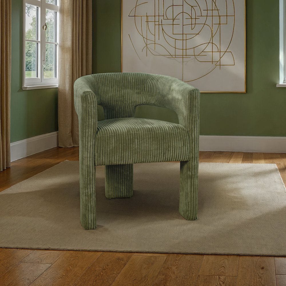 Bowen Modern Three-Leg Upholstered Accent Dining Armchair with Corduroy Fabric