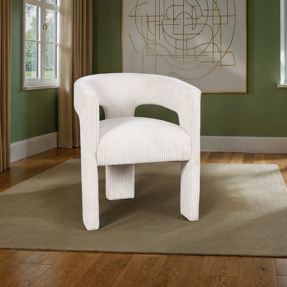Bowen Modern Three-Leg Upholstered Accent Dining Armchair with Corduroy Fabric