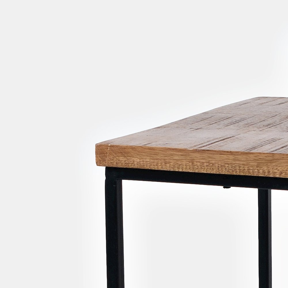 Brody Square Modern Rustic Solid Wood and Metal Nesting End Tables - Set of 3