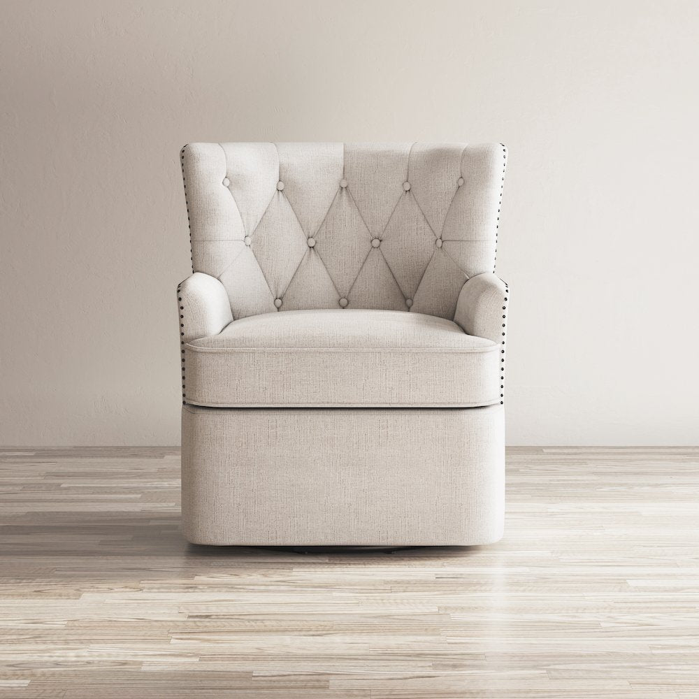 Bryson Transitional Upholstered Swivel Chair with Nailhead Trim