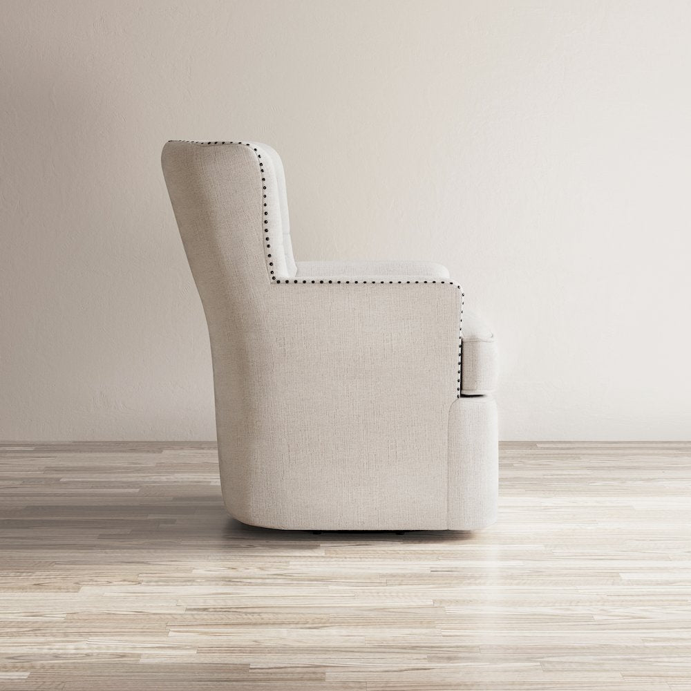 Bryson Transitional Upholstered Swivel Chair with Nailhead Trim
