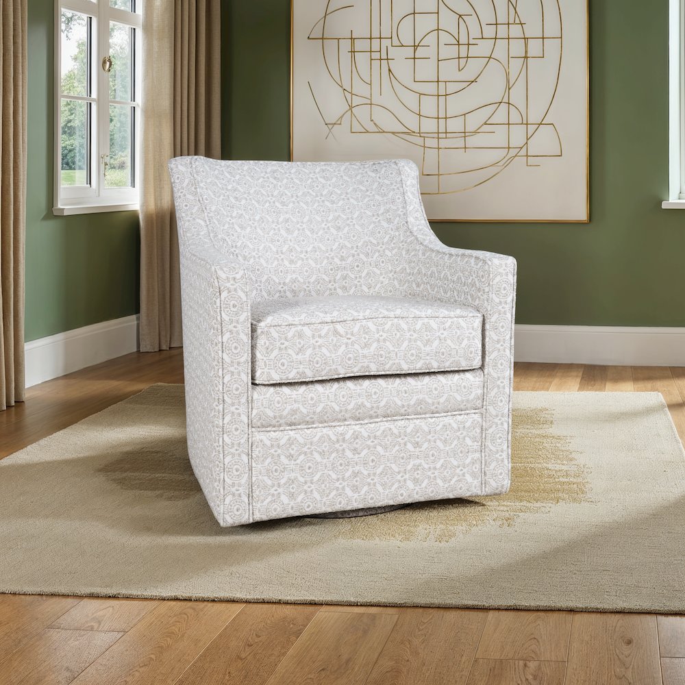Barrett Crux Transitional Modern Textured Upholstery Swivel Accent Armchair