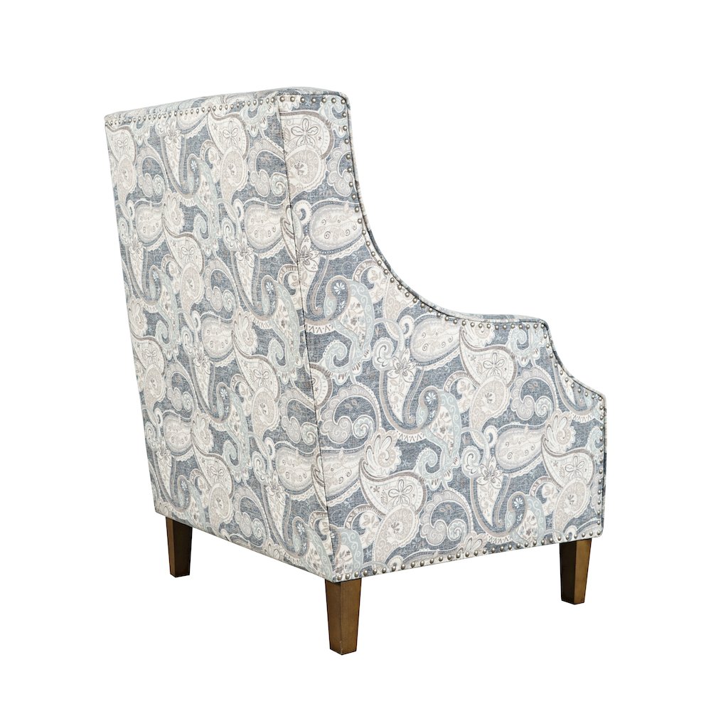 Paisley Fabric Transitional Upholstered Accent Chair with Nailhead Trim