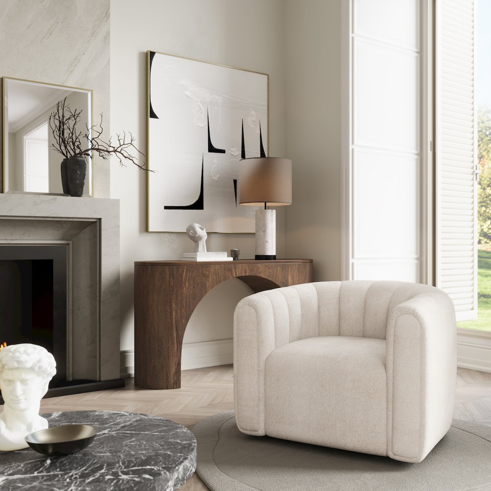 Grande Modern Barrel Swivel Upolstered Tufted Accent Chair