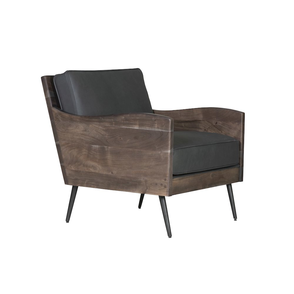 Karma Genuine Leather Solid Wood Rustic Accent Chair