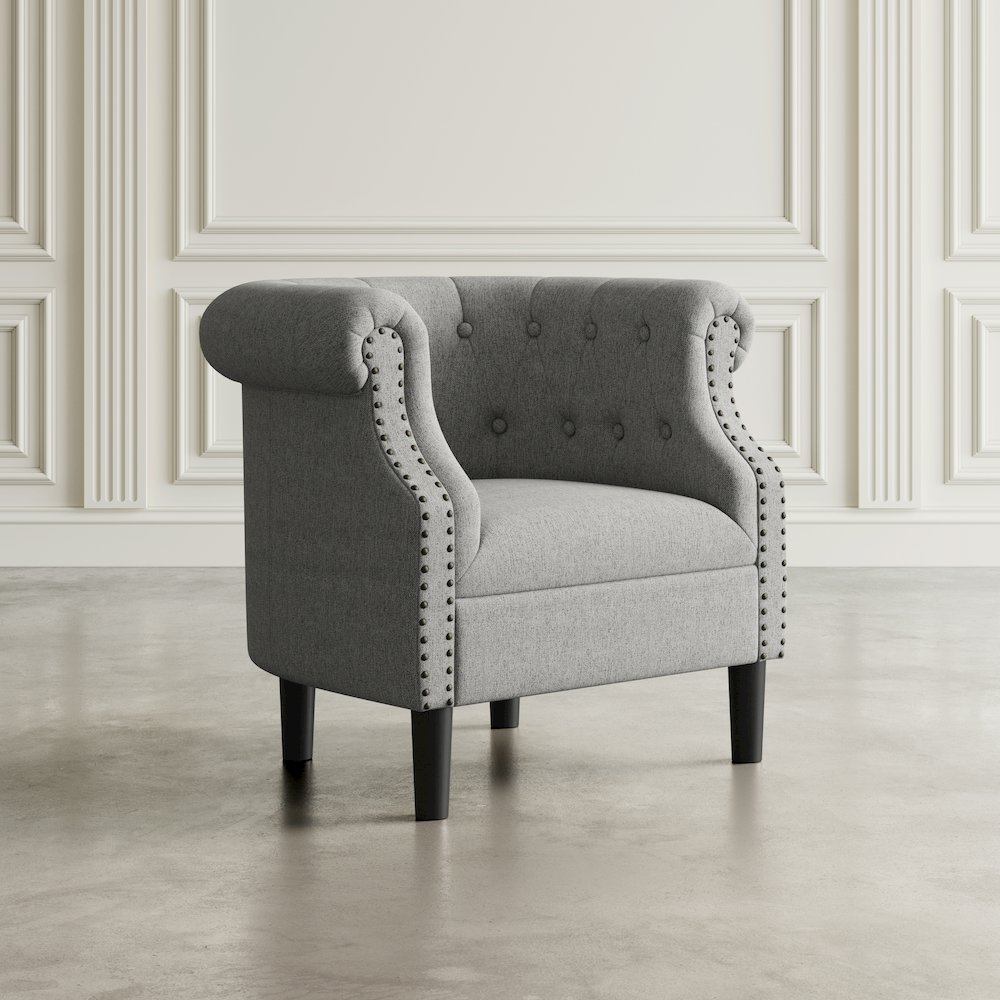 Transitional Contemporary Upholstered Barrel Curved Back Accent Chair