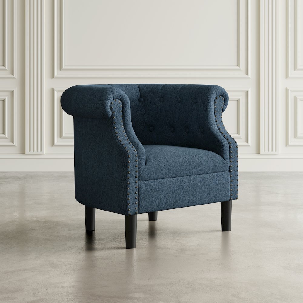 Transitional Contemporary Upholstered Barrel Curved Back Accent Chair