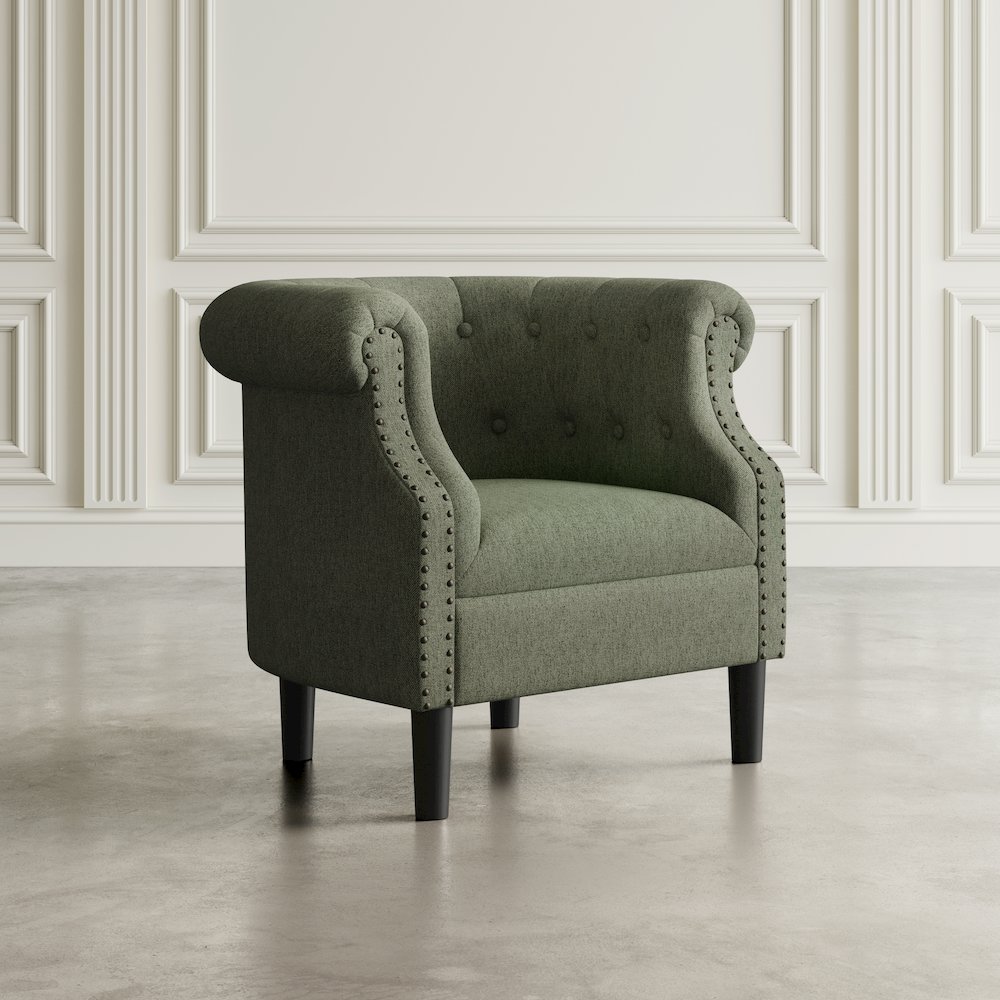 Transitional Contemporary Upholstered Barrel Curved Back Accent Chair