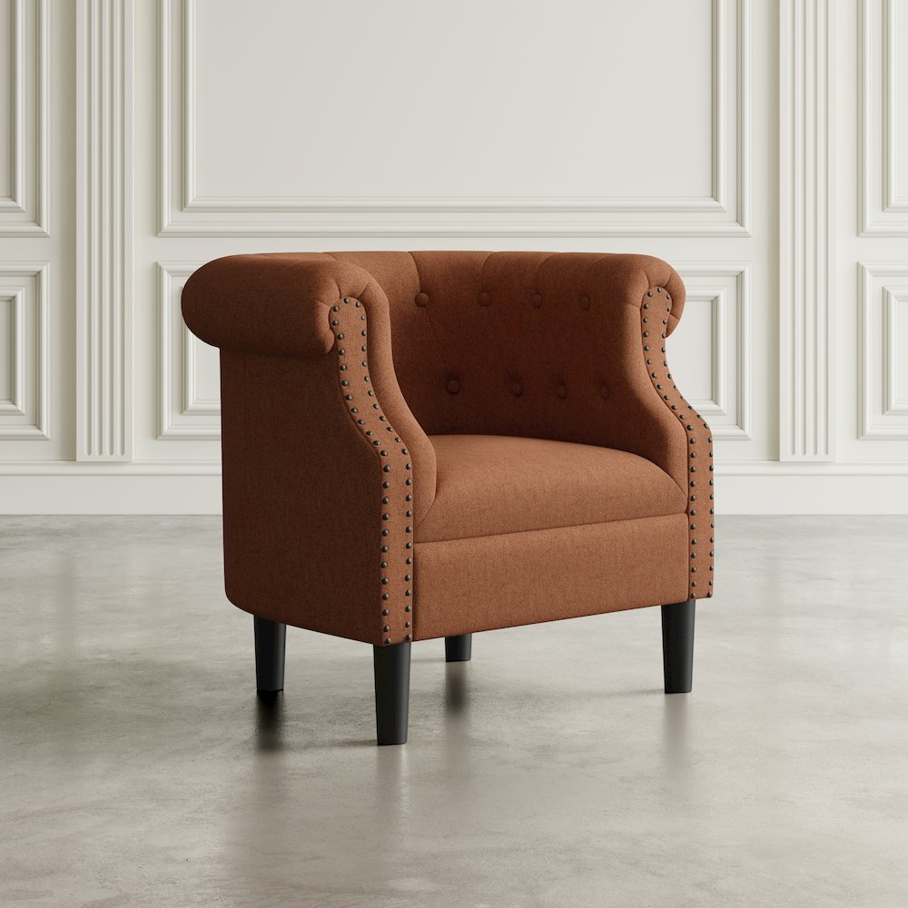 Transitional Contemporary Upholstered Barrel Curved Back Accent Chair