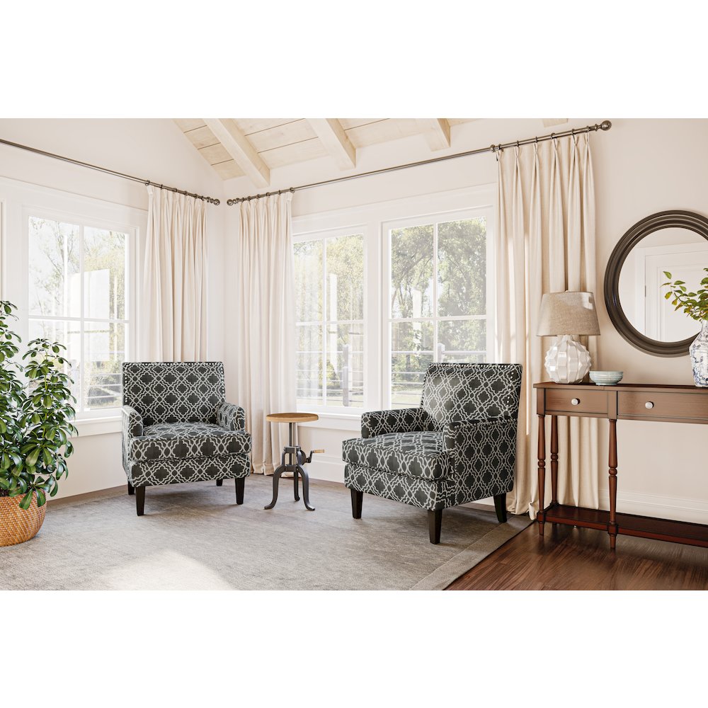Aubrey Contemporary Geometric Upholstered Accent Chair with Nailhead Trim