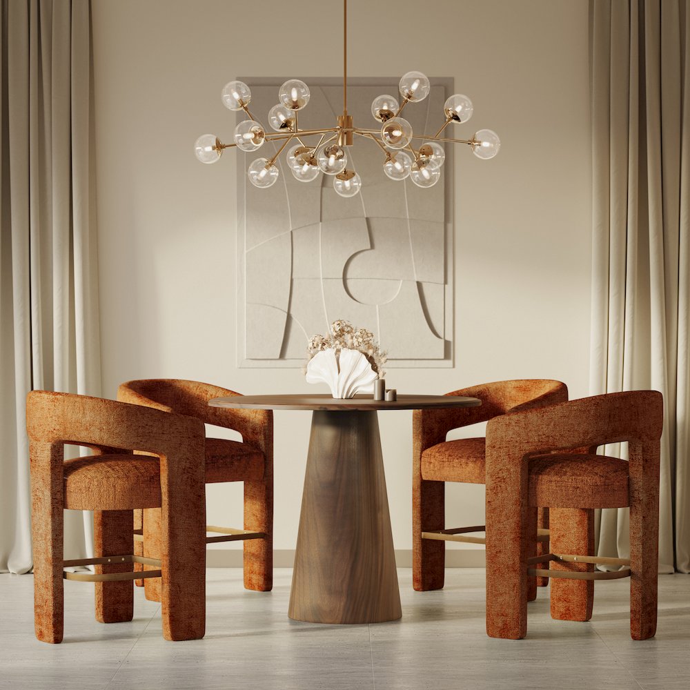 Luxury Mid-Century Modern Five Piece Counter Height Dining Set