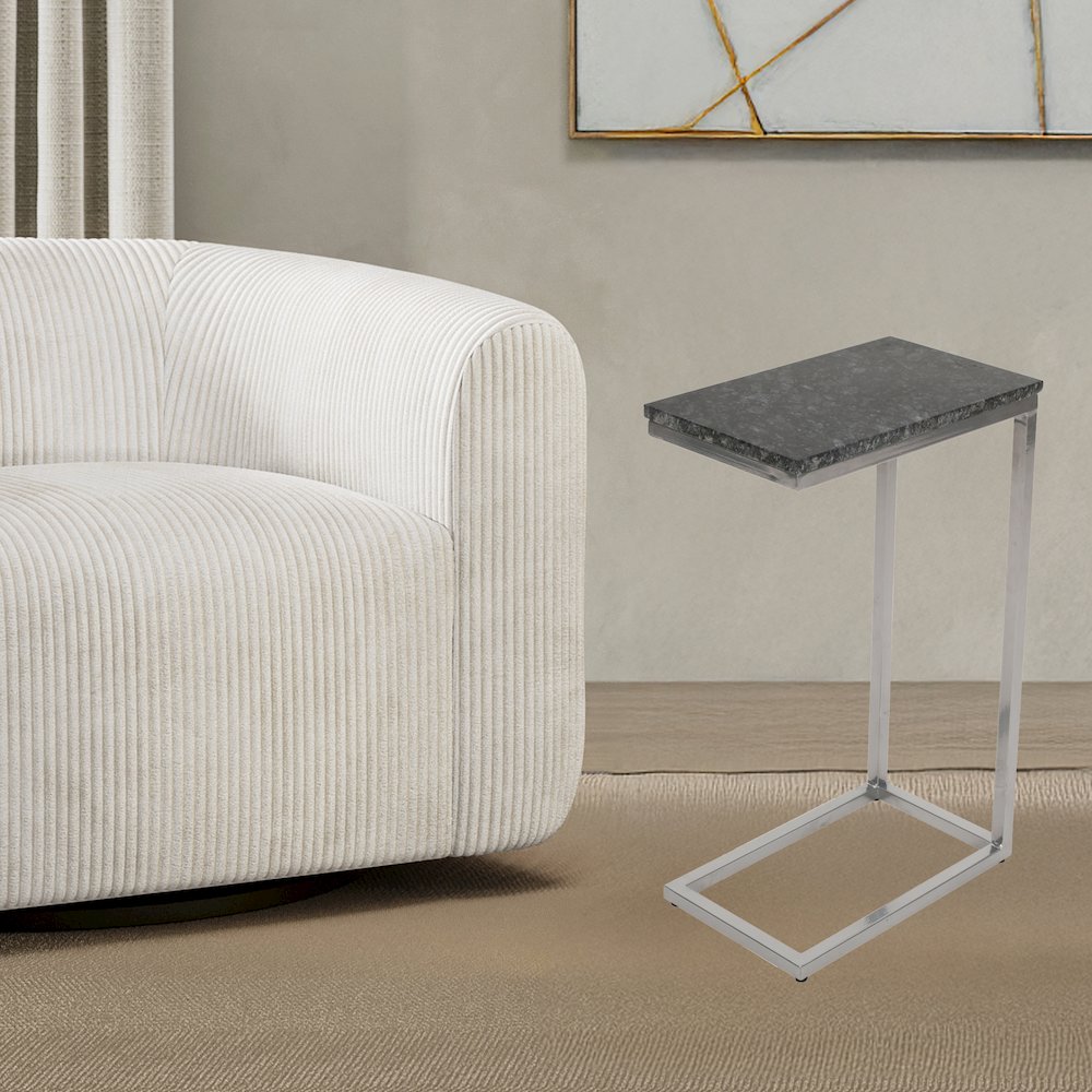 Aurora Solid Marble Modern Luxury Glam Accent C-Table (Set of 2)