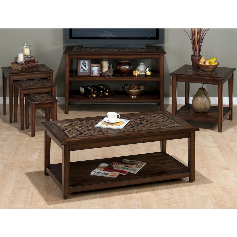Baroque 48" Coffee Table with Mosaic Tile Inlay