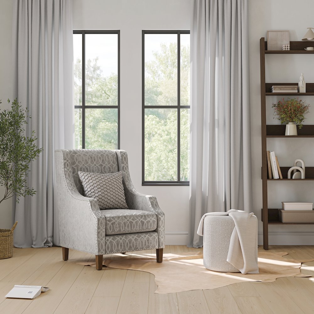Quinn Upholstered Geometric Pattern Accent Chair with Nailhead Trim