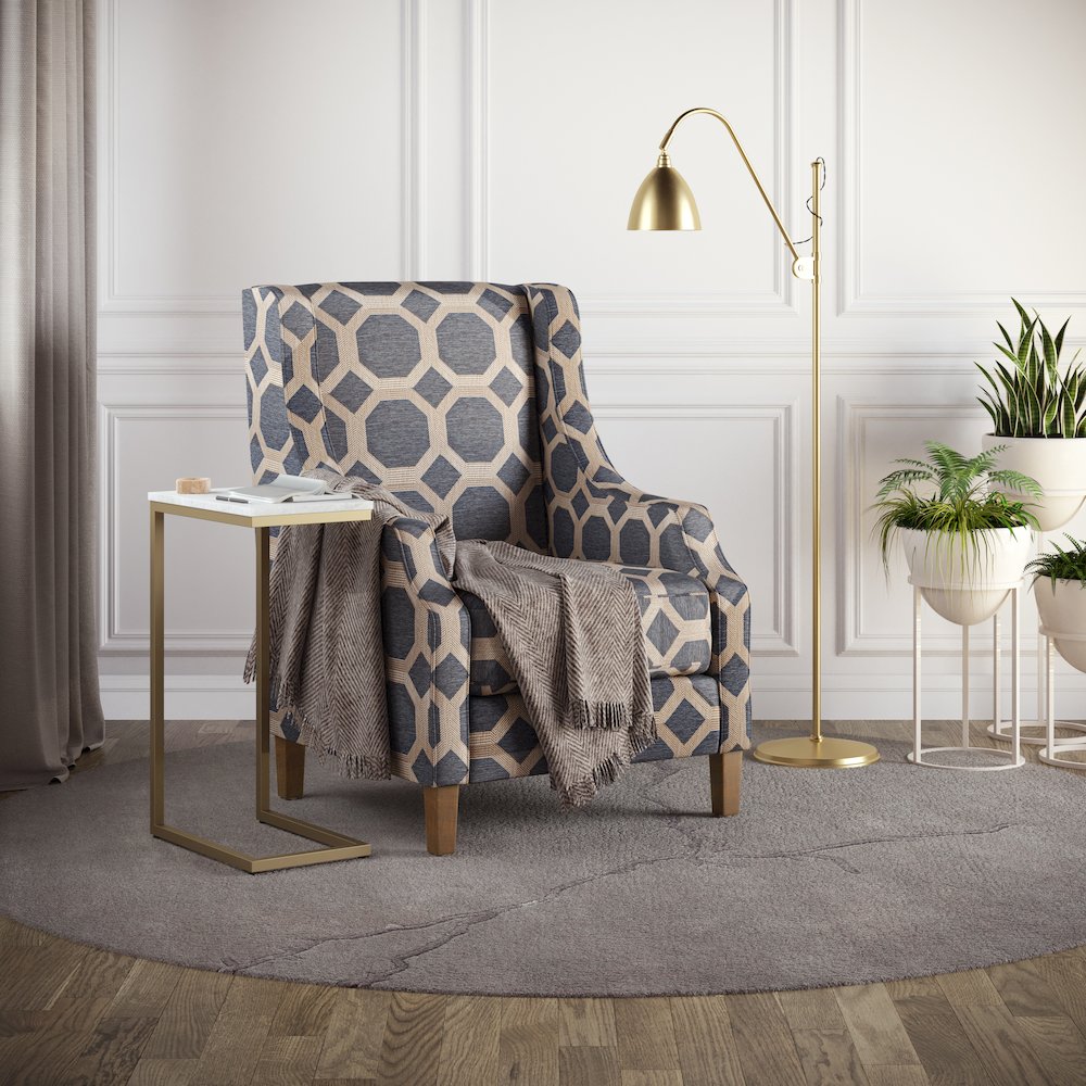 Sanders Geometric Pattern Luxury Accent Upholstered Accent Chair
