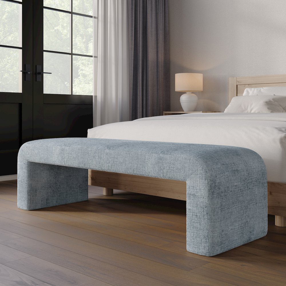 Sophia Modern Luxury Curved Upholstered Waterfall Jacquard Bench - Large