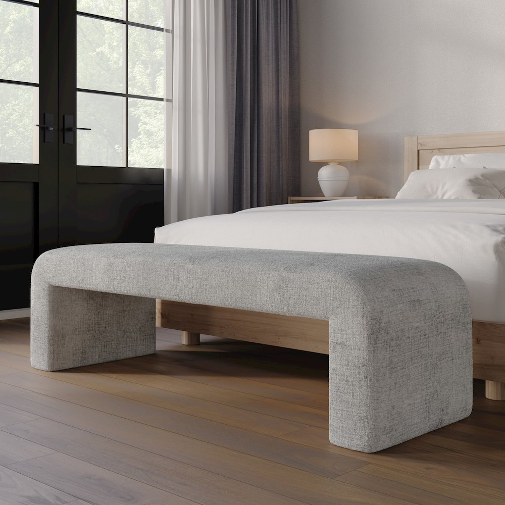 Sophia Modern Luxury Curved Upholstered Waterfall Jacquard Bench - Large