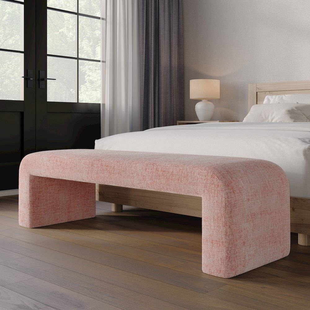 Sophia Modern Luxury Curved Upholstered Waterfall Jacquard Bench - Large