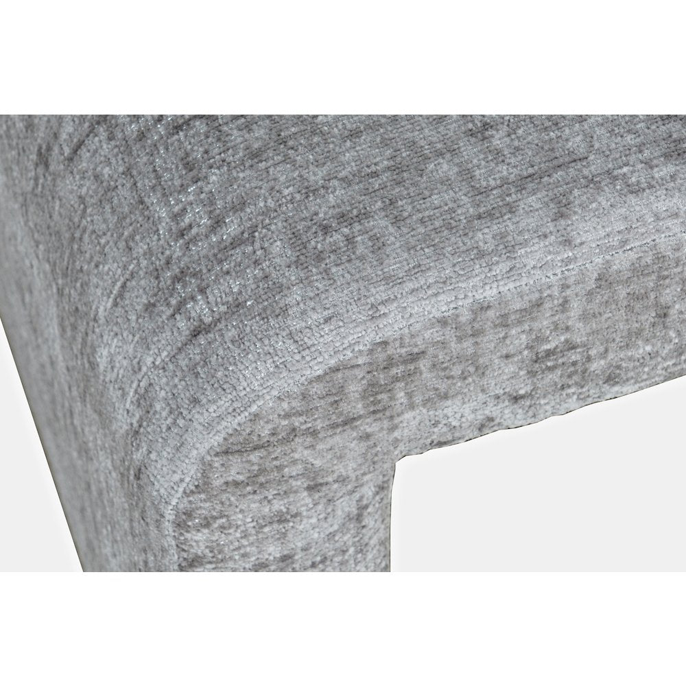 Modern Curved Upholstered Waterfall Jacquard Petite Ottoman Bench - Set of 2