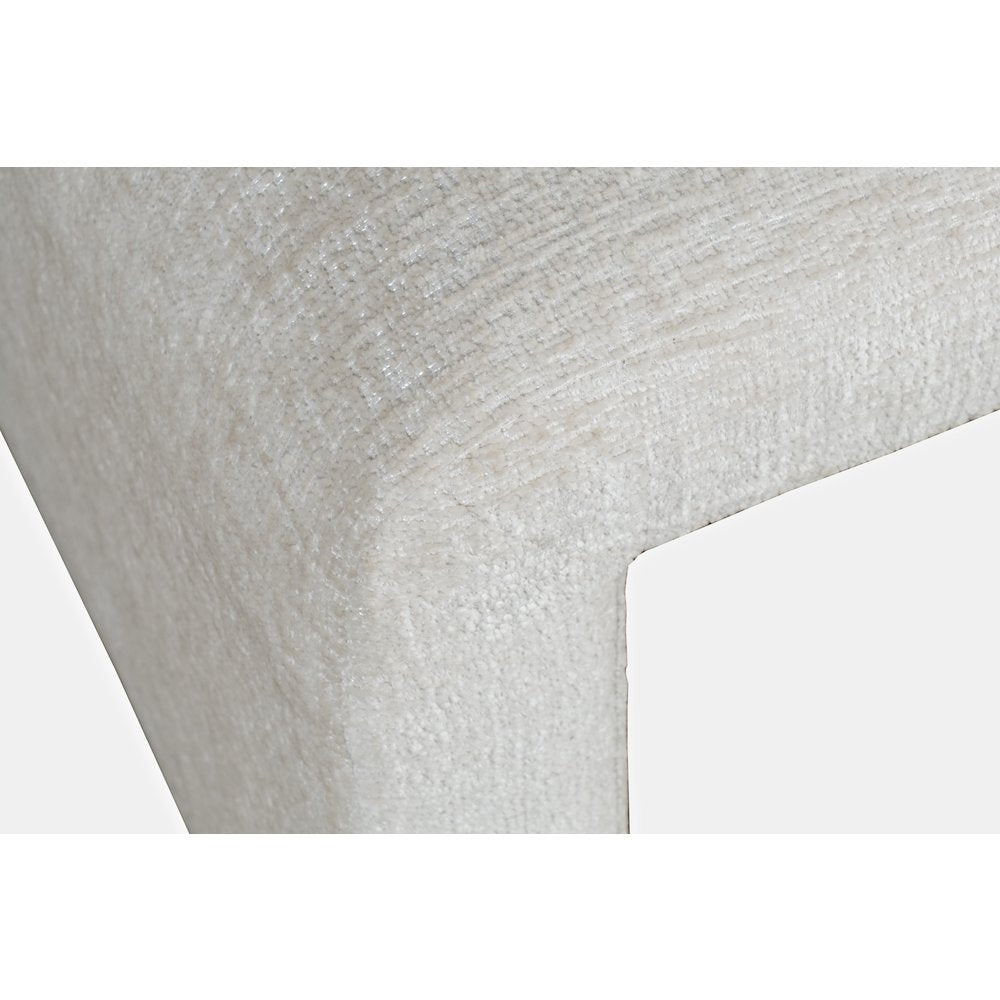 Modern Curved Upholstered Waterfall Jacquard Petite Ottoman Bench - Set of 2